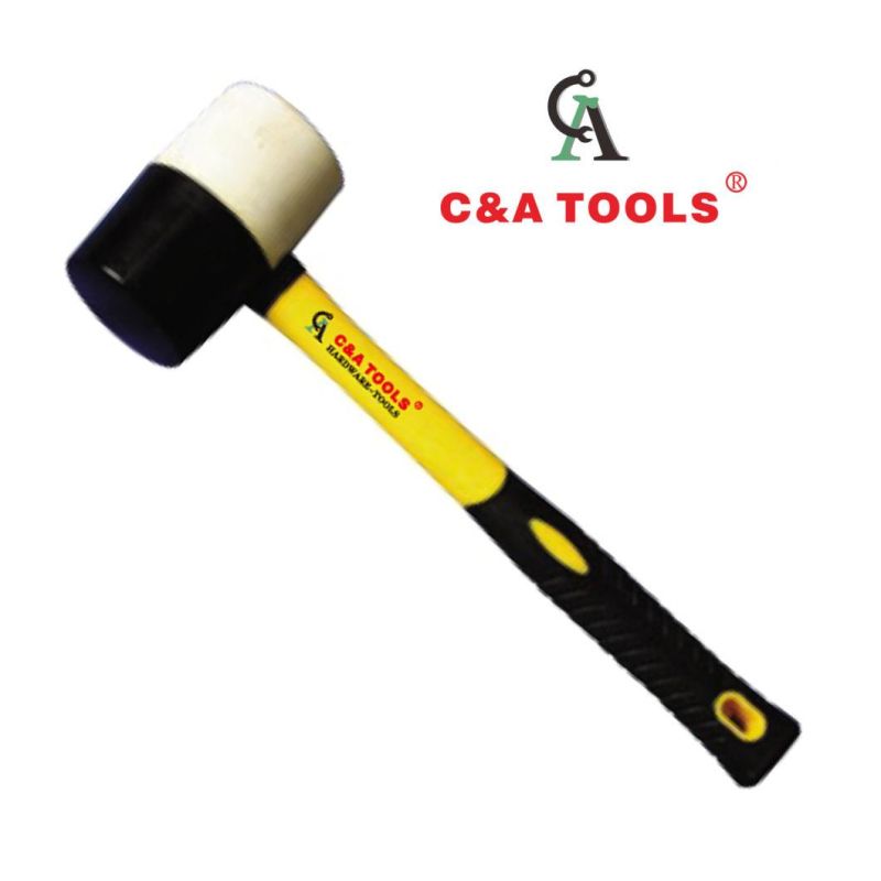 Black and White Two Color Rubber Mallet Hammer with PVC/TPR Handle
