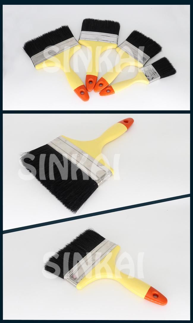 Cheap Red Edge Plastic Painting Handle Black Bristle Brush