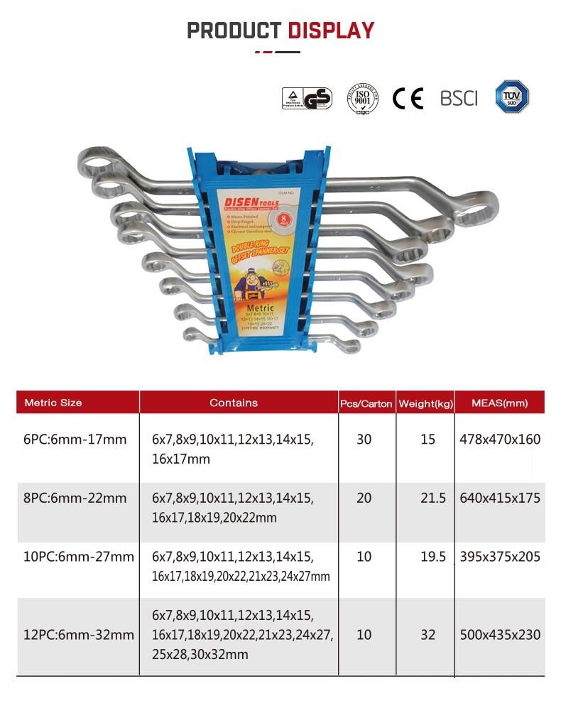 CRV 8PCS Plastic Holder Double Ring Spanner Set