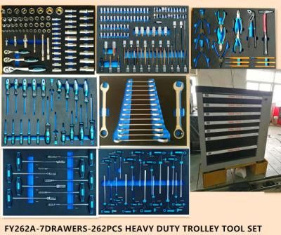 7drawers Professional Heavy Duty Trolley Tool Set in EVA Packing (FY262A)