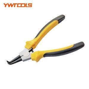 7&quot; External Circlip Pliers Bent Tips with Bi-Color Rubber Handle