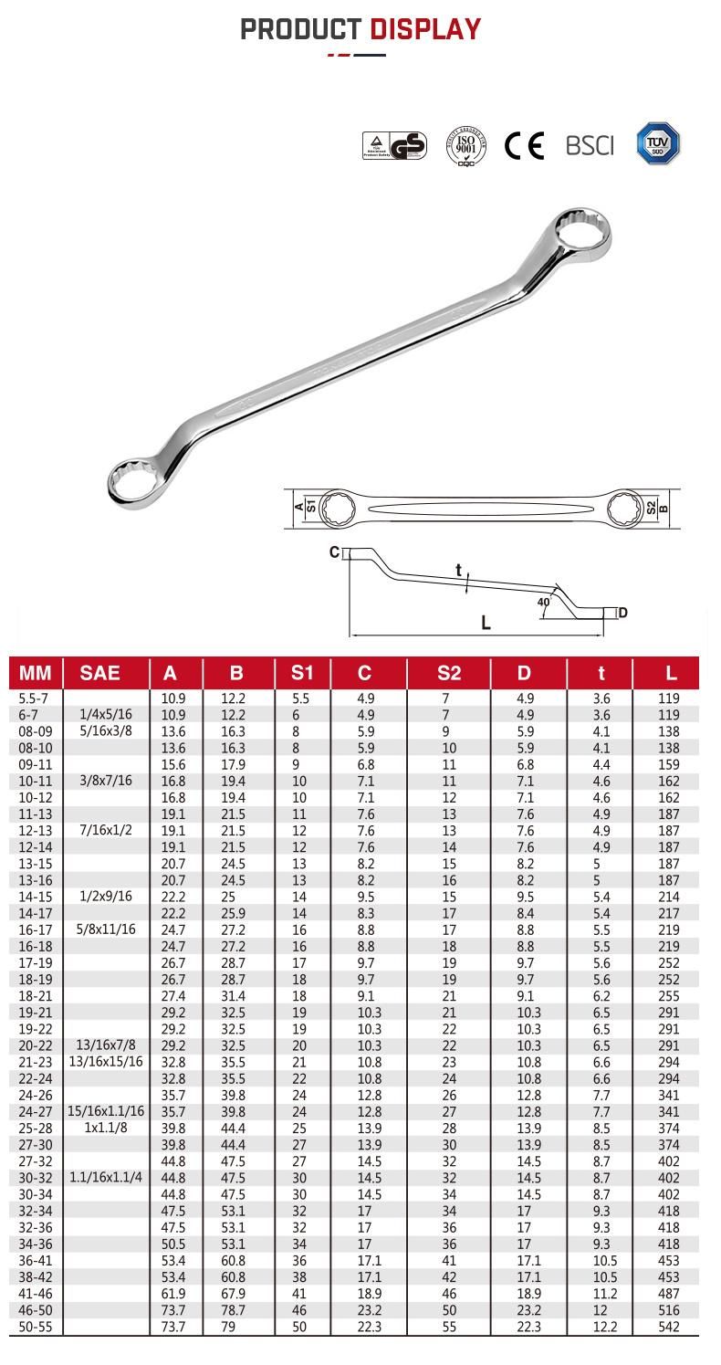 12PCS Offset Double Ring Spanner (KT601P) Pouch Bag Set