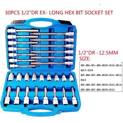 30PCS 1/2&quot; Dr Professional Ex-Long Hex Bit Socket Tool Set