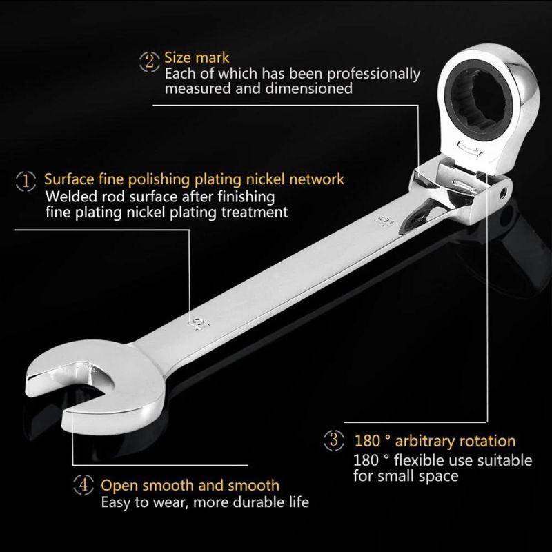 Combination Ratchet Wrench with Flexible Head