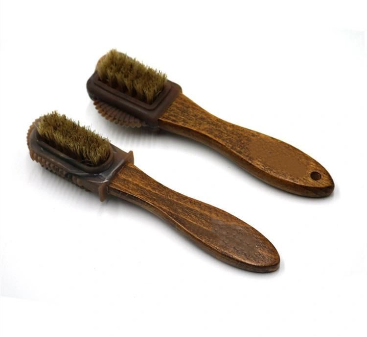 Wooden Handle Multi-Side Bristle Fur Care Shoe Brush