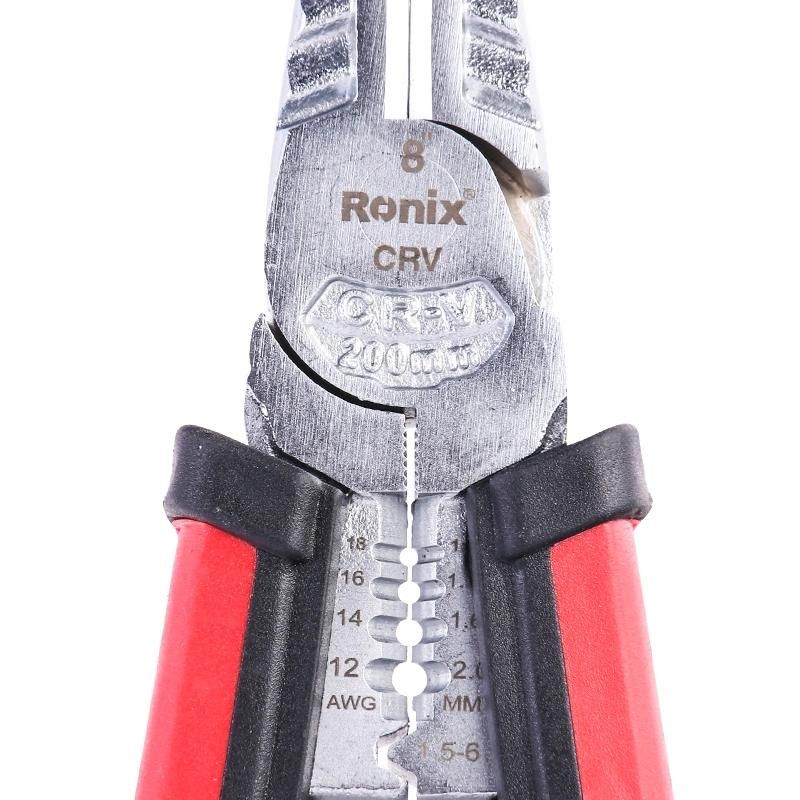 Ronix Model Rh-1393 Wire Stripper Multi-Function 8inch DIY Electrical Wiring Work Cable Cutter Sharp-Nose Combination Pliers