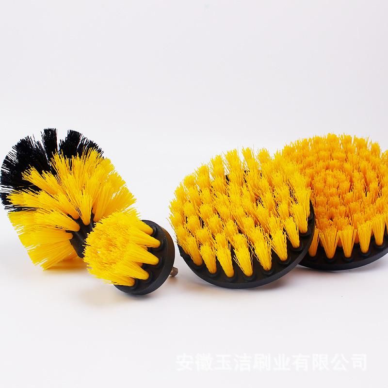 4PCS Yellow Color Electric Drill Brush Set for Floor Cleaning Tile Polising