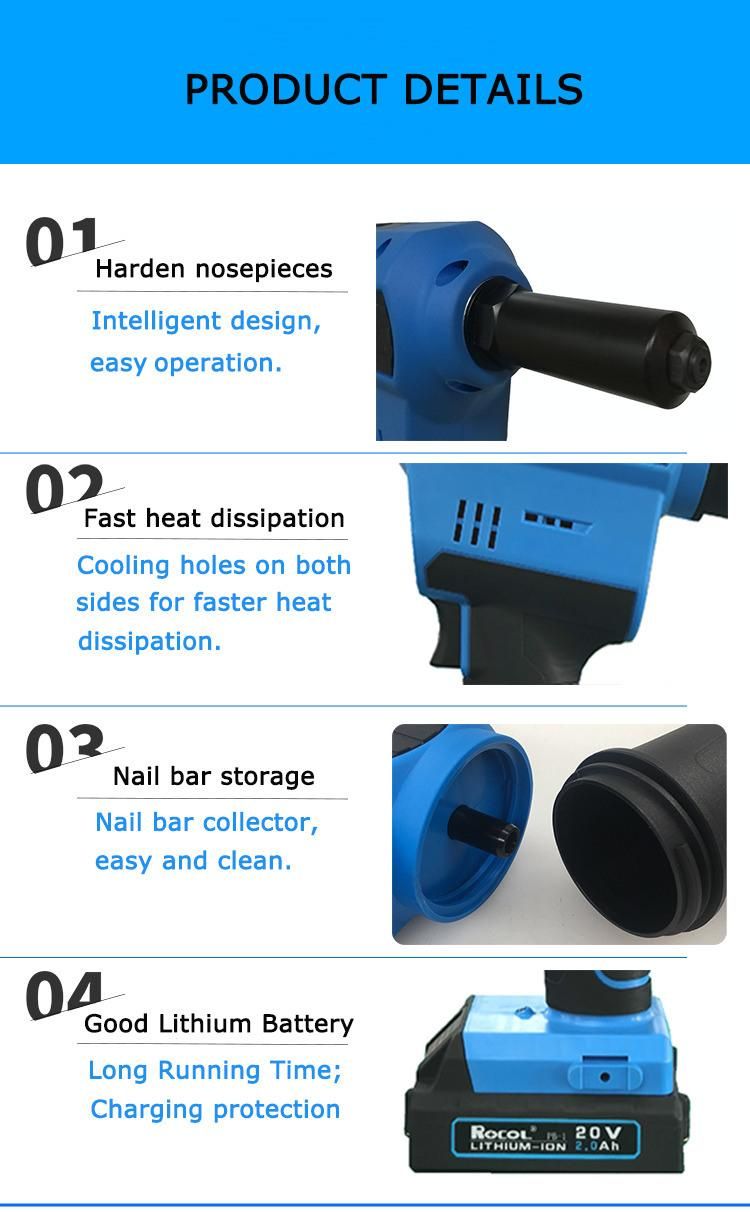 2.4-6.4 Light Portable 20V Li-ion Battery Riveting Tools