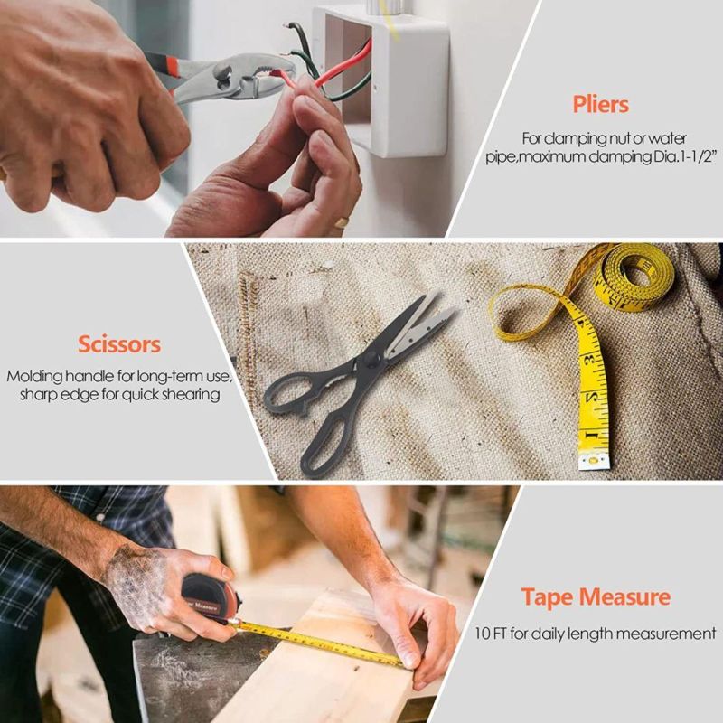 57 Pieces Household Hand Tool Kit, Professional Repair Kit with Storage Case, Anti-Slip Handle for Home, Apartment, Garage, Dorm, Office