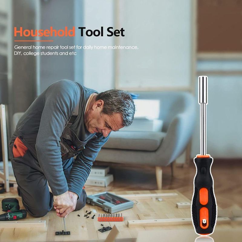 57 Pieces Household Hand Tool Kit, Professional Repair Kit with Storage Case, Anti-Slip Handle for Home, Apartment, Garage, Dorm, Office