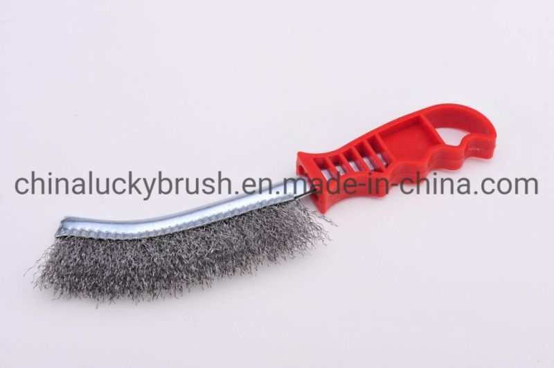 Steel Wire Plastic Handle Knife Type Polishing Brush (YY-066)