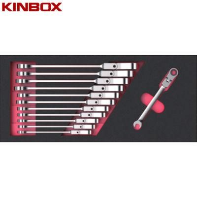 Kinbox Professional Item TF01m148 Flex Combination Ratcheting Wrench Set