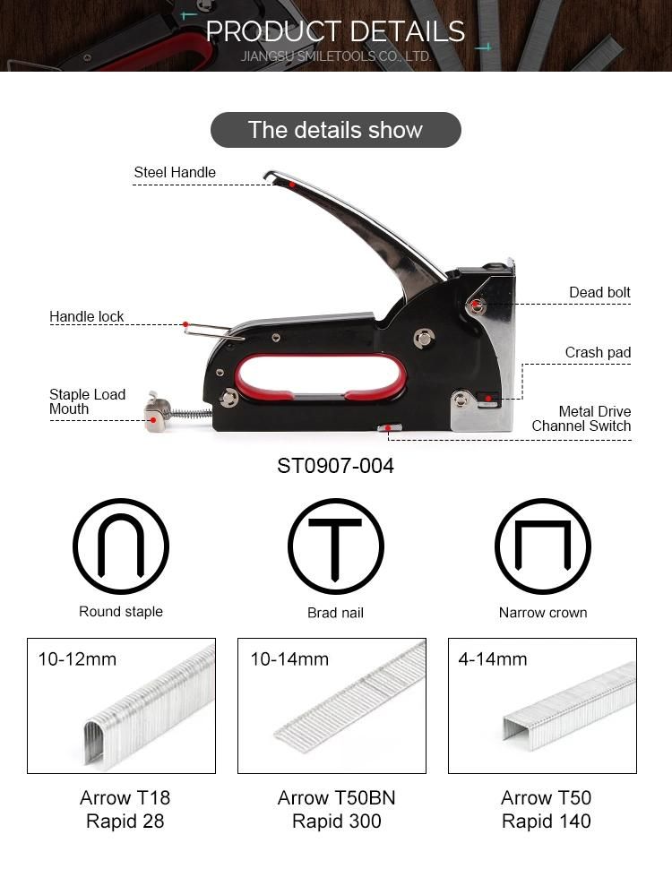 Light-Duty Metal Hand Operated 4-8mm Staples Staple Gun