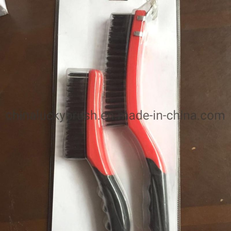 Double Colour Plastic Handle Steel Wire Set Brush/Industrial Brush Wire Brush Handle Tool Brush (YY-513)