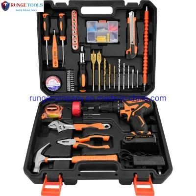 48PCS/Kit Household 12V 16.8V 21V Impact Lithium Electric Drill Kit Tool Set with Adjustable Wrench