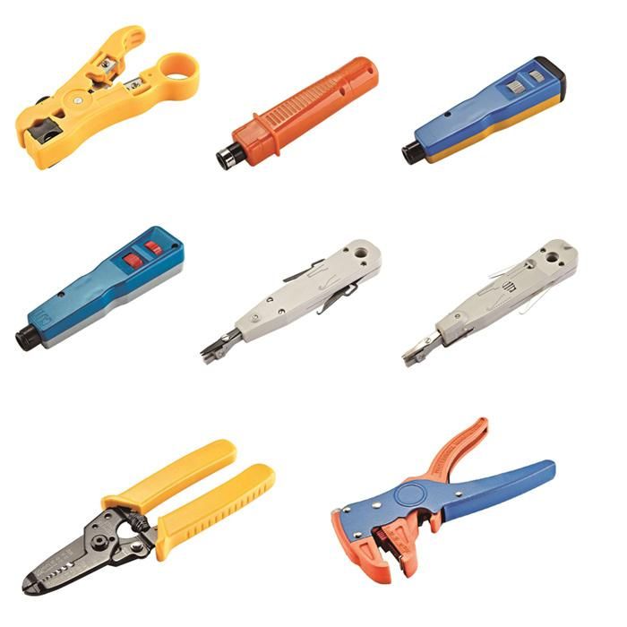 Economy Modular Crimping Tool to Crimp All Modular Connectors All-in-One Ratcheting Modular Data Cable Crimper Wire Stripper Cutter for RJ45, Cat5e
