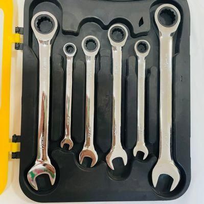 Stainless Steel Hardware Combination Tool Durable Ratchet Wrench 7-Piece Combination Spanner Set