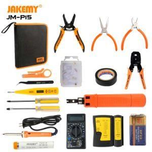 Jakemy Hot-Selling 17 in 1 DIY Network Repair Tool Kit Set for Electricians with Soldering Iron Kit Multimeter