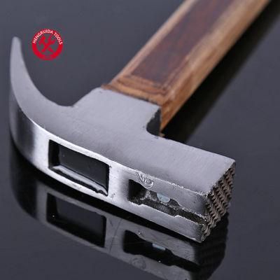 Square Head Claw Hammer Laser Curved Scale Wood Handle with Compressed Wooden Handle