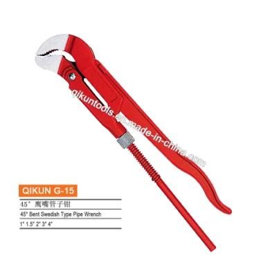 G-16 Construction Hardware Hand Tools 45 Degree Bent Swedish Type Pipe Wrench