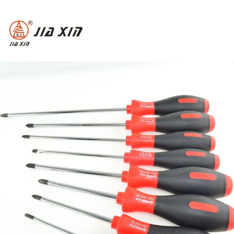 Wear-Resistant Screwdriver with Rubber and Plastic Two-Colour Handle