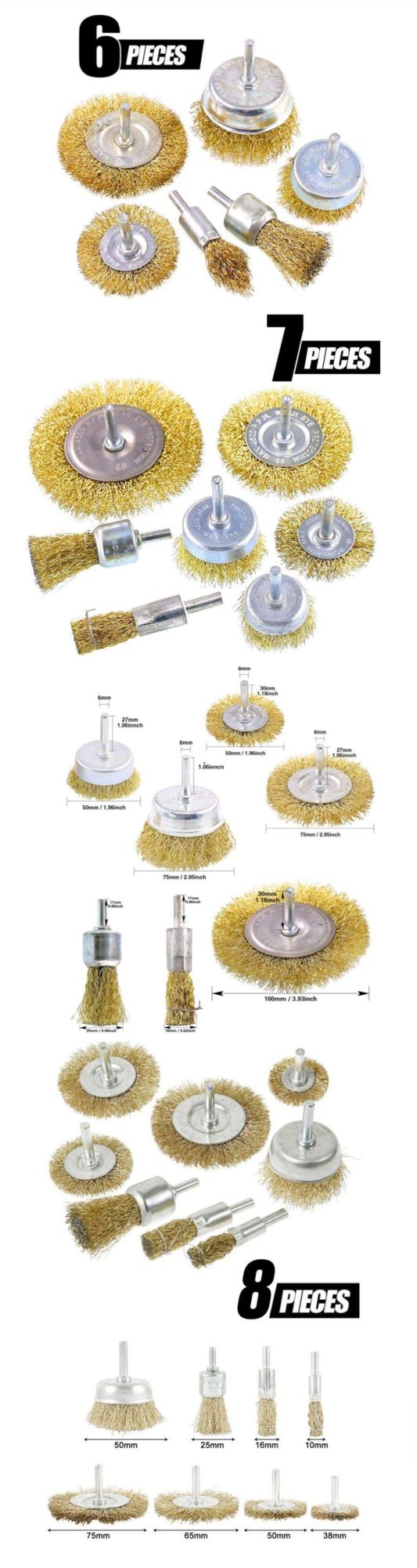 Rod Steel Wire Brush Grinding Wheel Polishing Brush Electric Grinding Electric Drill Steel Wire Brush Set