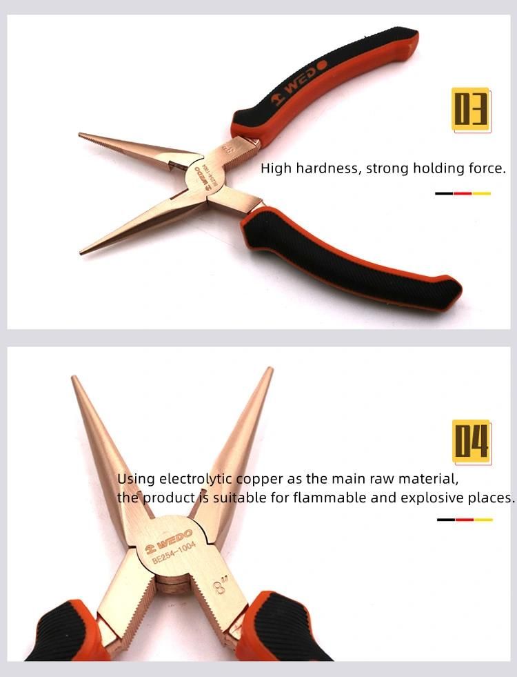 WEDO Beryllium Copper Pliers High Quality Non-Sparking Snipe Nose Pliers Wire Stripper