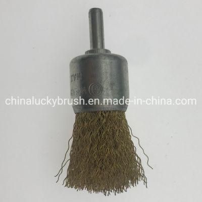 28mm Crimped Brass Coated Steel Wire End Brush (YY-943)