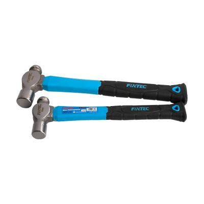 Fixtec Metalworking Tool Carbon Steel Head Ball Peen Hammer 16oz 24oz with Fiberglass Handle