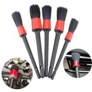 5PCS Black Red Plastic Handle Car Auto Detailing Brush Set