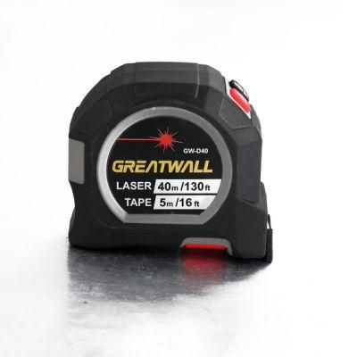 Great Wall New 2 in 1 Laser Distance Meter 40m + Laser Range Finder Electronic Ruler Retractable Steel Tape Measure 5m