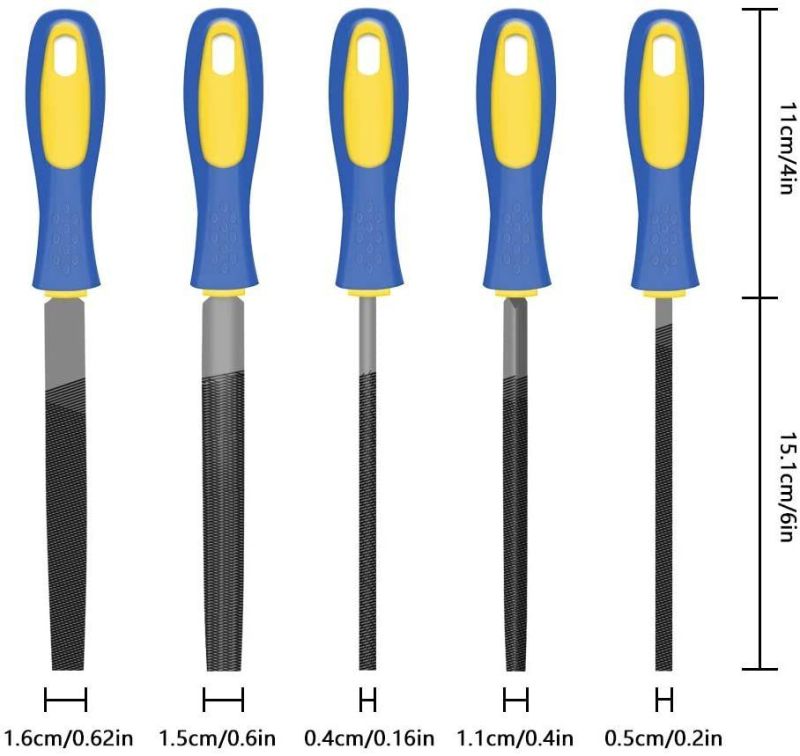 5PCS 6′′ High Carbon Steel File, Rasp Set with Soft Rubber Non-Slip Handle