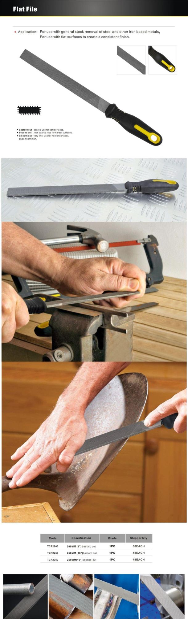 Hand Tools Steel File Flat Bastard Cut for DIY/Decoration OEM