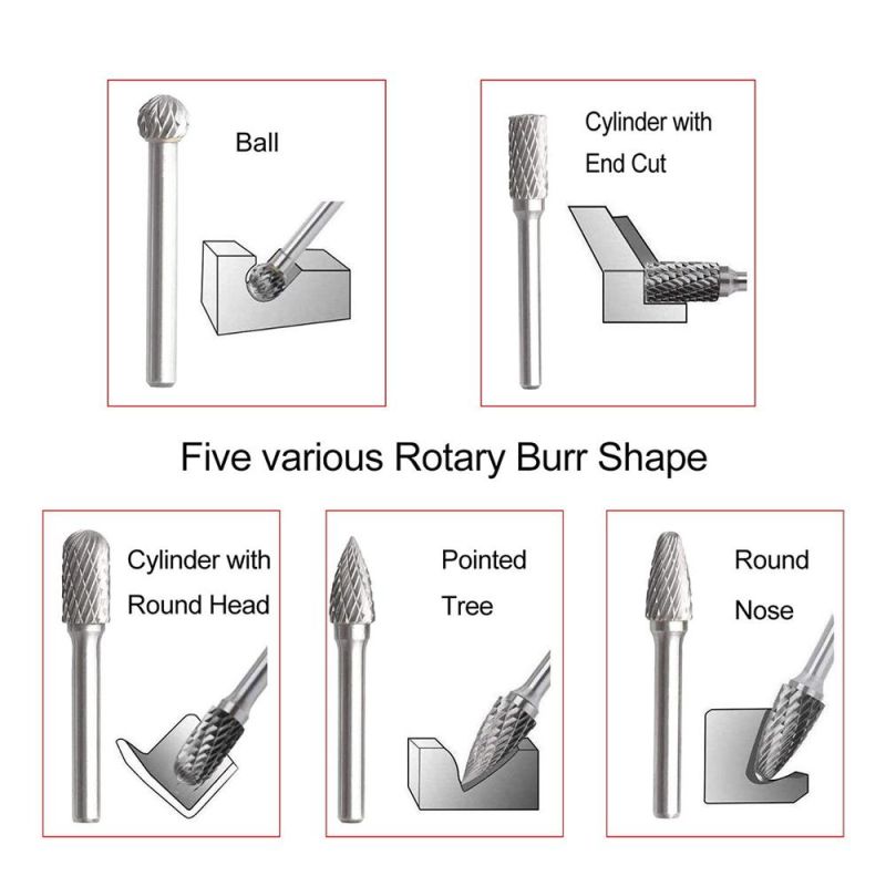 High Speed Grinder Flexible Rotating Double Cut Tungsten Carbide Rotary Burrs Burr Set Single Cut