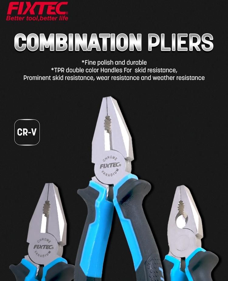 Fixtec Combination Pliers 8 Inch Comfort Grip Wire Cut Plier for DIY