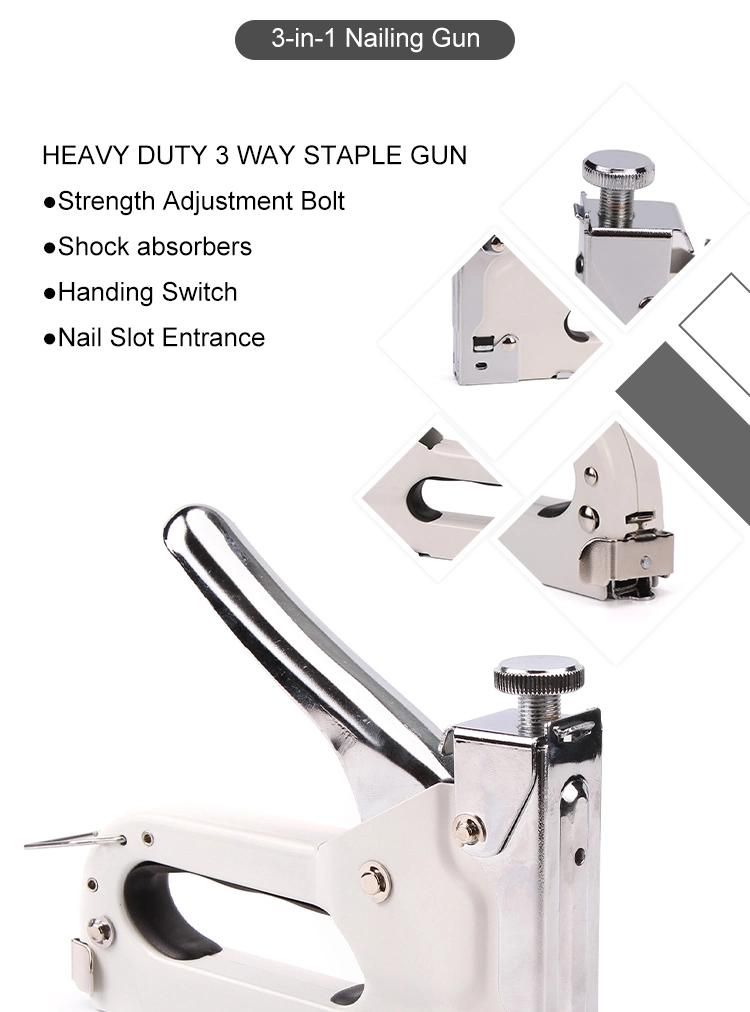 Hand-Held 3 Ways Manual Staple Gun Made of Carbon Steel