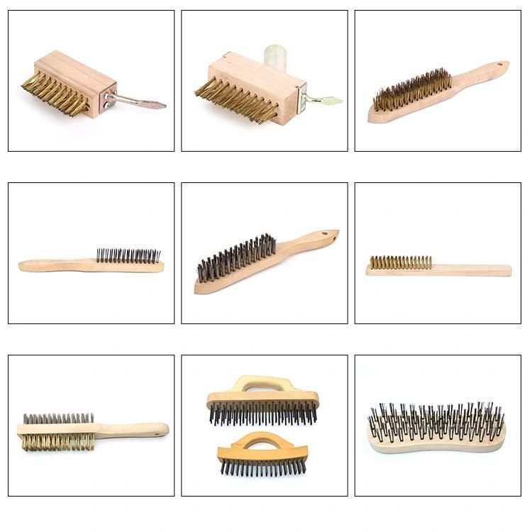 Steel Wire Brush with Long Wooden Handle Steel Head