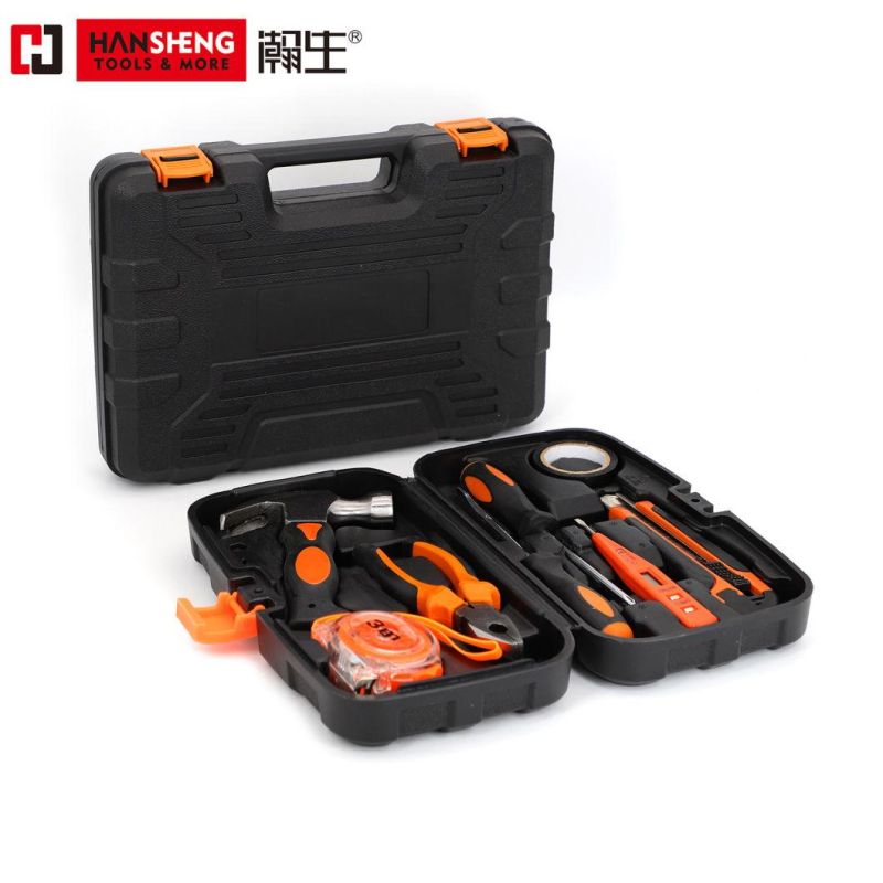 Professional Household Set Tools, Plastic Toolbox, Combination, Set, Gift Tools, Made of Carbon Steel, CRV, Polish, Pliers, Wire Clamp, Hammer, Wrench, Snips