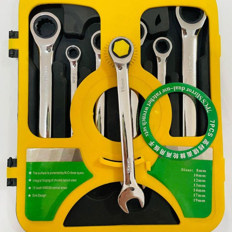 Combination Set Car Tools Durable Ratchet Wrench 7-Piece Combination Spanner Set