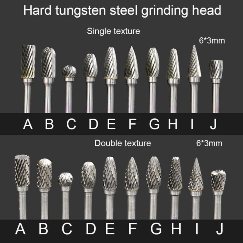 Tungsten Carbide Rotary Standard Shank Double Cut Carbide Rotary File Burr Sets