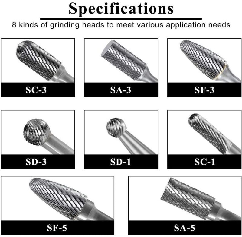 Tungsten Carbide Rotarry Burr File Double Cut