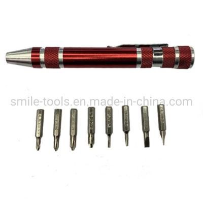 8 in 1 Pocket Pen Shape Screwdriver with 8 Bits