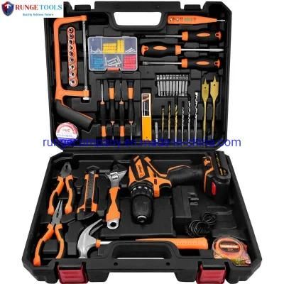 57PCS/Kit Household 12V 16.8V 21V Construction Woodworking Tool Set with Impact Lithium Electric Drill Digital Display Electroprobe
