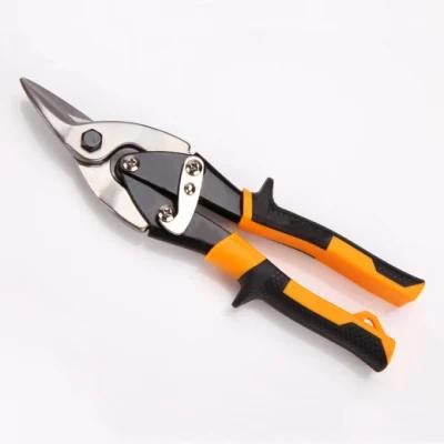 Professional Aviation Snips, Hand Tools, Hardware Tools, 10&quot;, Made of = Cr-V, Cr-Mo, Matt Finish, Nickel Plated, TPR Handle, Right and Left, Heavy Duty