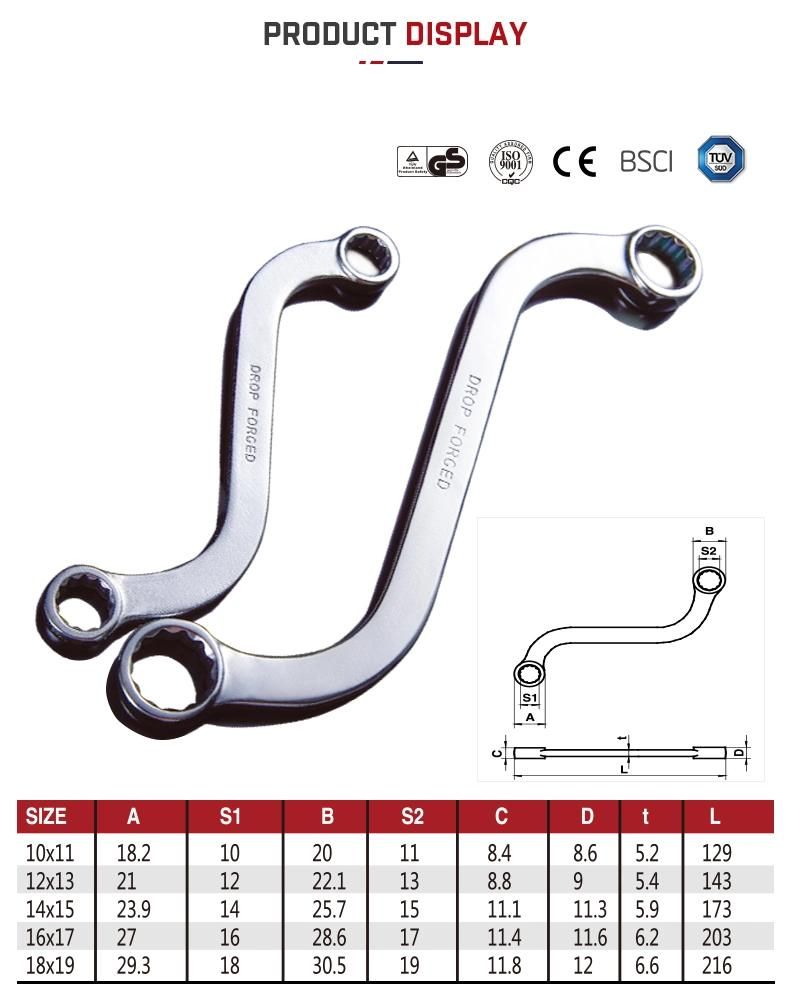 Satin Chrome Polished S Shape Manual Fixed Wrench