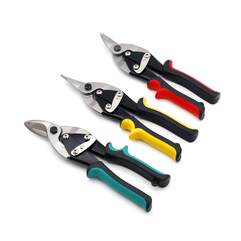 10", Made of Carbon Steel, Cr-V, Cr-Mo, Matt Finish, Nickel Plated, TPR Handle, Straight, Right and Left, Heavy Duty, Snips, Aviation Snips