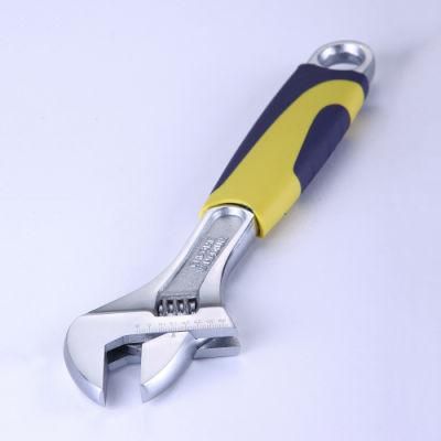 6&prime;&prime;/12&prime;&prime;cr-V Material Adjustable Wrench with 2-Color Soft Handle Adjustable Spanner
