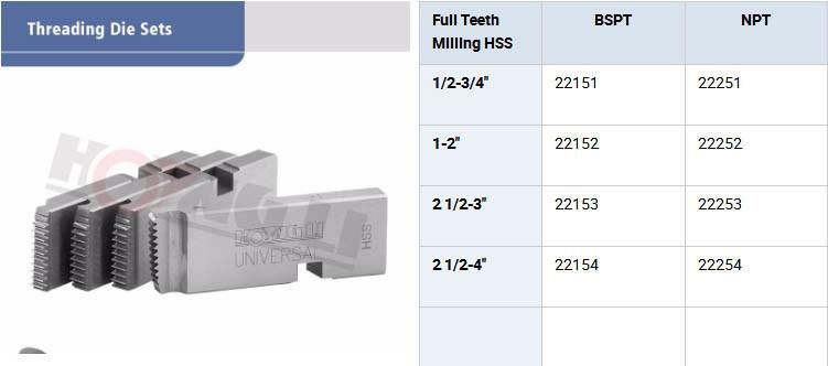 Hongli Full Teeth Milling HSS Pipe Threading Dies