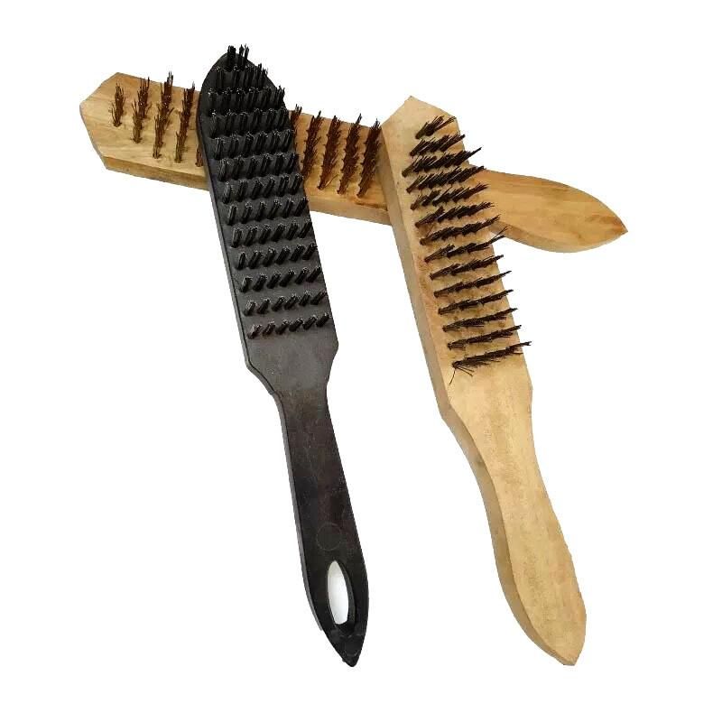 9" Wooden Handle Stainless Steel Wire Wheel Brush