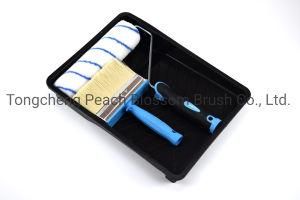 Blue Stripe Polyester Fiber Roller Blue Rubber Handle Paint Roller Brush